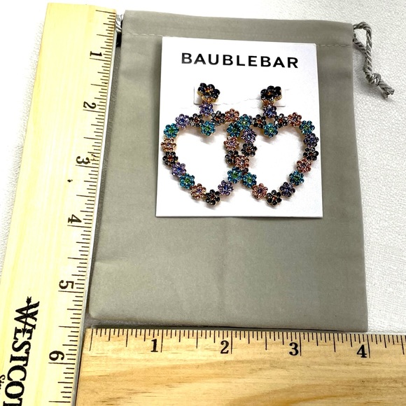 BaubleBar Magnolia Drop Heart Shape Multi-Color Fashion Earrings Blue 74666 New - Picture 15 of 16